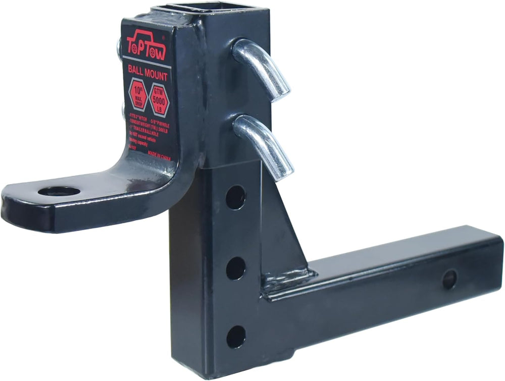 TOPTOW 64189 AdjustableTrailer Hitch Ball Mount with 5/8 inch Hitch Pin, 10 i...