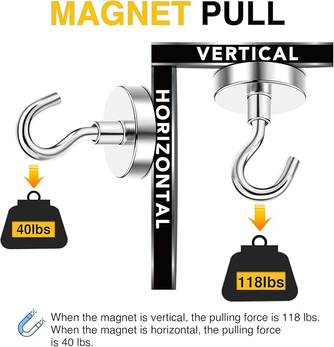 DIYMAG Magnetic Hooks, 118 LB Heavy Duty Strong Magnet (20pcs)