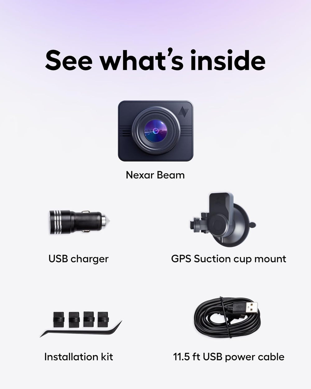 Nexar Beam GPS Dash Cam - Dash Camera for Cars with 32GB SD Card Included Unl...