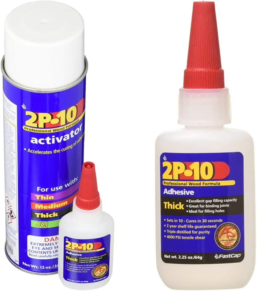FastCap 2P-10 Super Glue Adhesive 2.25 Ounce Thick and 12 Ounce Activator Com...