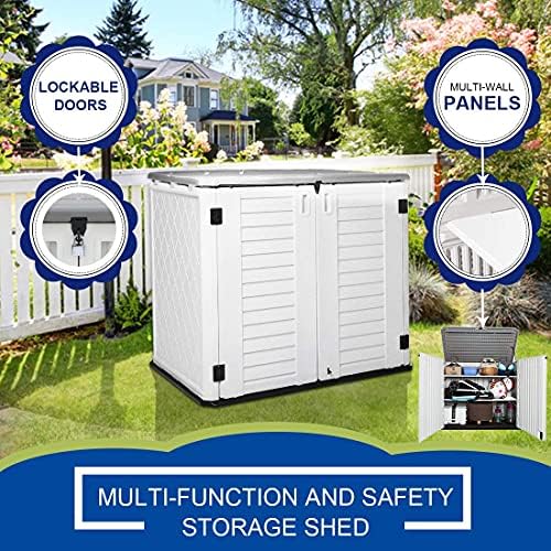 KINYING Outdoor Storage Shed - Horizontal Storage Box Waterproof for Garden, ...
