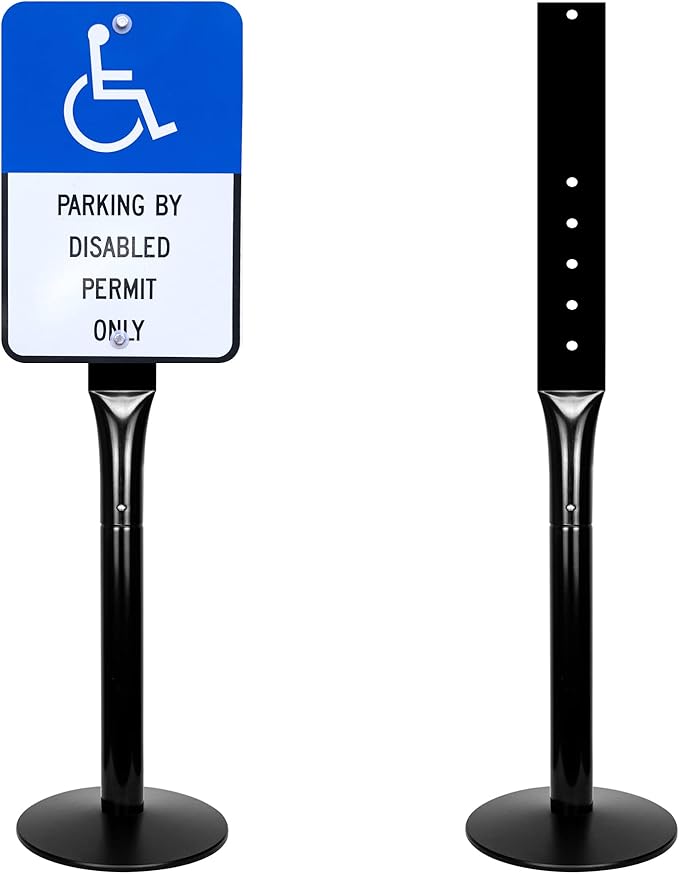 Parking Sign Post 48" Heavy Duty Cast Iron Parking Signs Stand, Movable ...