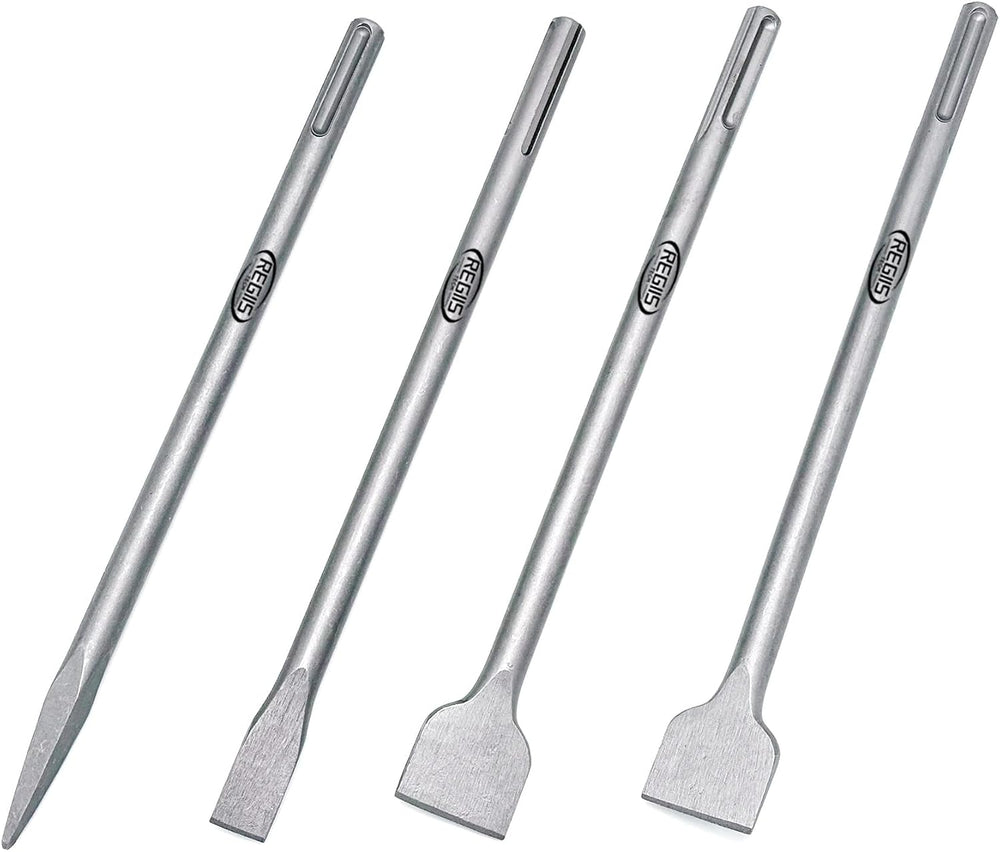 4 pcs SDS MAX 15.7 inch Chisel Set, Masonry Concrete Drill Bit Set, Tile Remo...