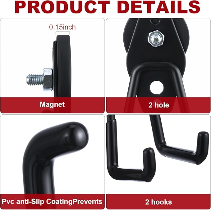 Landhoow Large Magnetic Hooks Heavy Duty Garage Magnet Hooks Strong Storage (...