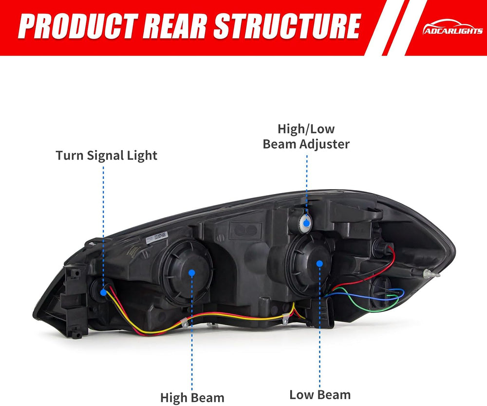 for 2006-2013 Chevy Impala 2006-2007 Chevy Monte Carlo Headlight Assembly Com...