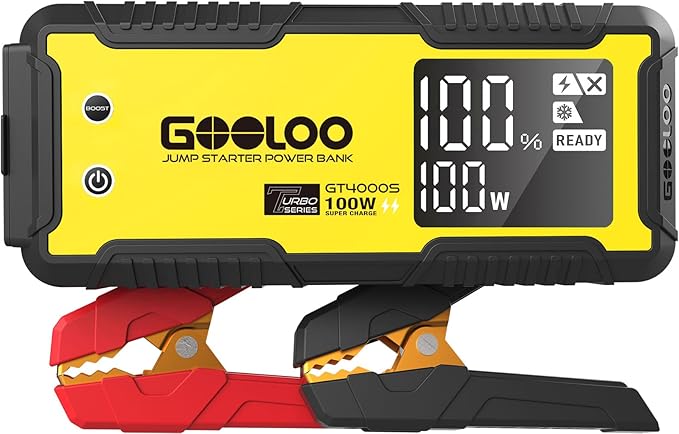GOOLOO GT4000S Jump Starter 4000A Car Jumper Starter, 100W Fast-Charging