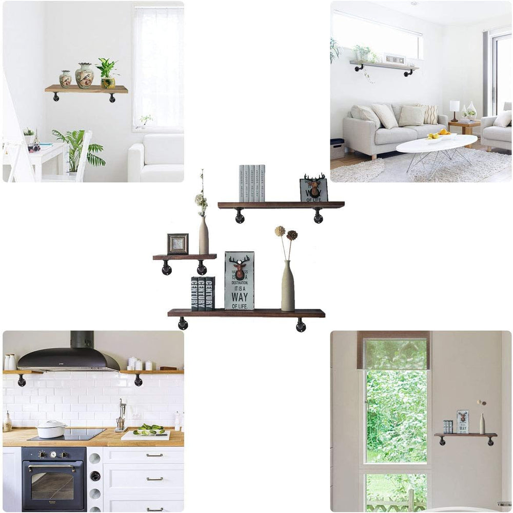 Pipe Shelf Brackets Set of 6 EQUASON Industrial Iron Shelf Brackets Pipe Shel...