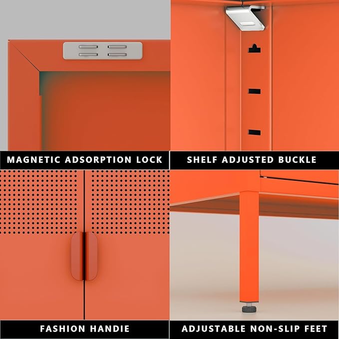 2 Door Accent Cabinet, 2-Tier Shelf, Music Studio