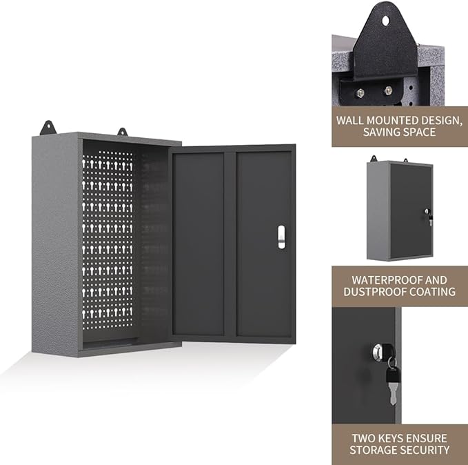 JZD Steel Wall Mount Storage Garage Cabinet, Metal Hanging Tool Cabinets