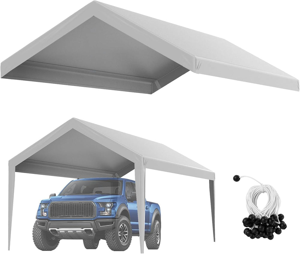 VEVOR Carport Replacement Canopy 10x20 ft, PE Waterproof UV-Proof