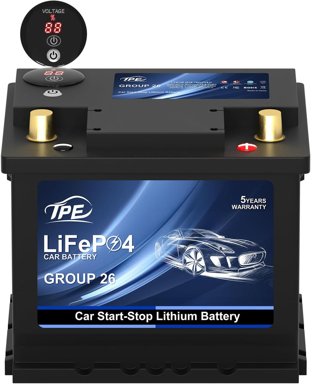 TPE Car Start Stop System BCI Group26 LiFePO4 Lithium-ion Battery 12.8V 800A