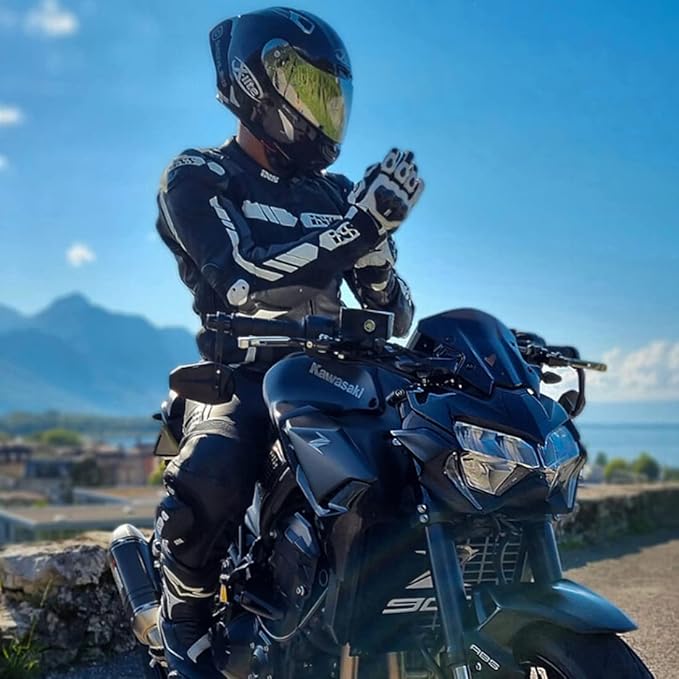 Harssidanzar Breathable Leather Motorcycle Gloves Touchscreen