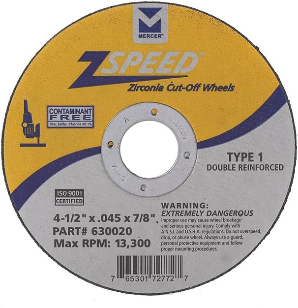 Mercer Industries 630020 - 4-1/2" x .045 x 7/8" Type 1 ZSPEED Zirco...