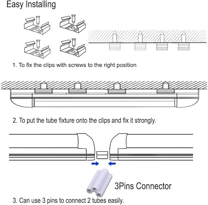 T8 LED Light Tube, 4FT 60W, 6500K Cool White Clear Cover, 4FT Tube Light (25PCS)