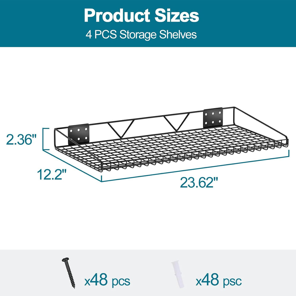 Garage Wall Shelving,4-Pack 12 Inch X 23.8 Inch,Can be Used for Garage, Close...