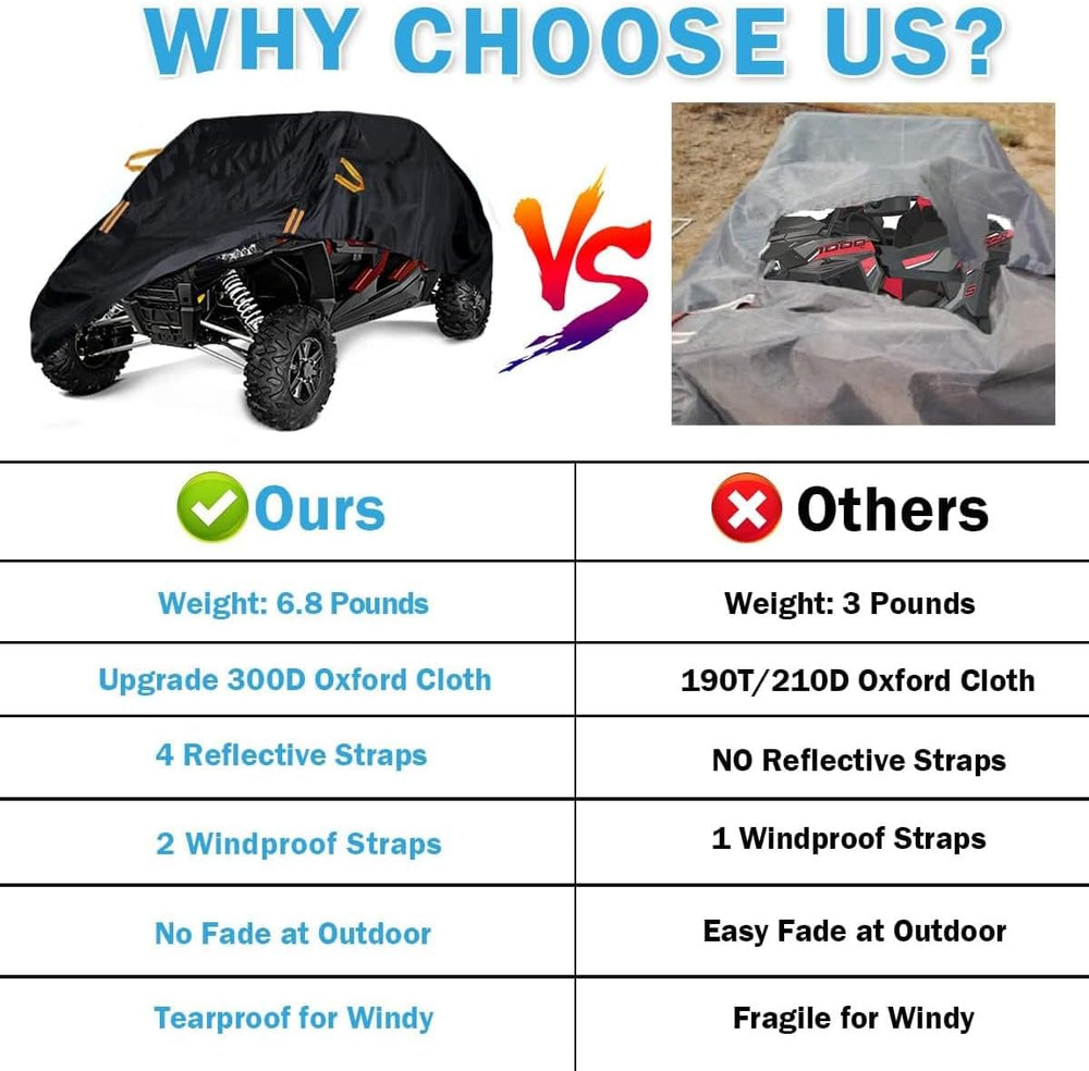 UTV Cover Waterproof Heavy Duty 4-6 Seater Cover Black Oxford Cloth Protectio...