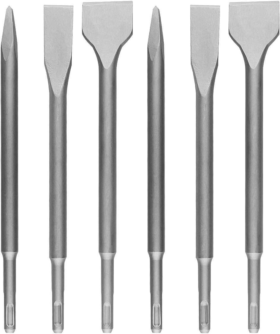 CertBuy 6PCS SDS Plus Chisel Set Tile Removal Chisel Bits for Hammer Drill