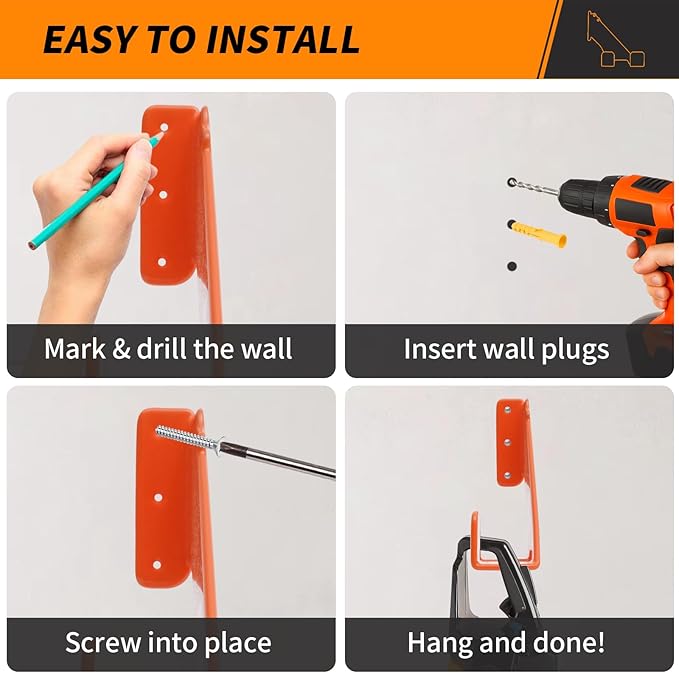 Chainsaw Holder, 3 Pack Wall Mounted Chainsaw Hanger, Scratch-Resistant Chain