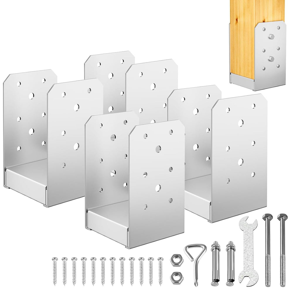 4"x4" Post Base, 4Pcs Stainless Steel Adjustable Post Anchor Bracket