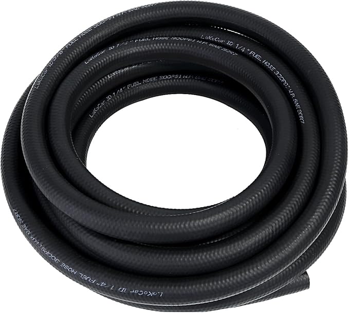 LokoCar Rubber Fuel Hose Line Push Lock 1/4" ID SAE 30R7 NBR 25ft 300PSI...