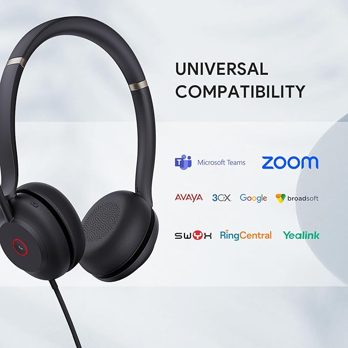 Yealink UH37 USB Headset with Noise Cancelling Microphone, Wired Headset
