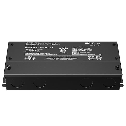 EMITEVER 96W Dimmable LED Driver, 24V Dimmable Power Supply, AC to DC