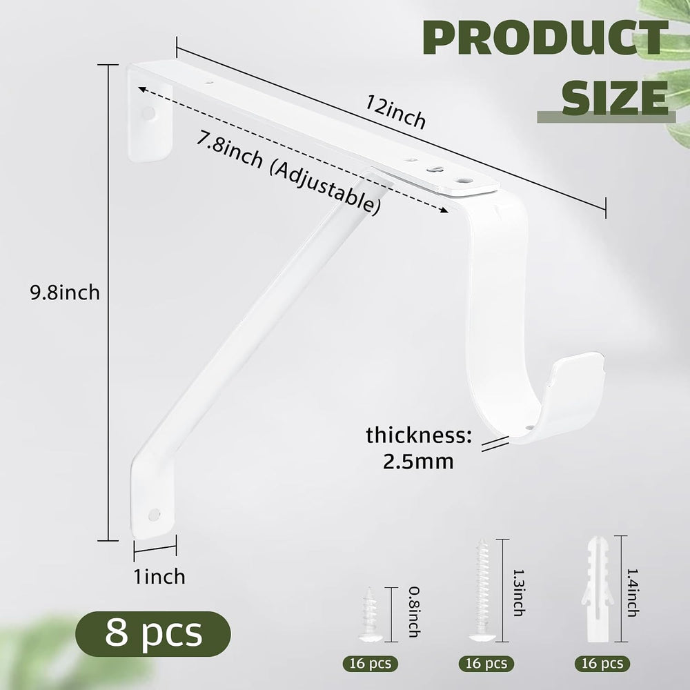 Gisafai 8 Pack Heavy Duty Closet Rod Brackets for Clothes Storage Hanger