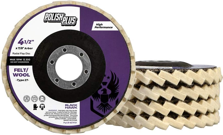 BHA 4-1/2 Polish Plus Felt Flap Disc for Polishing and Buffing - 5 Pack