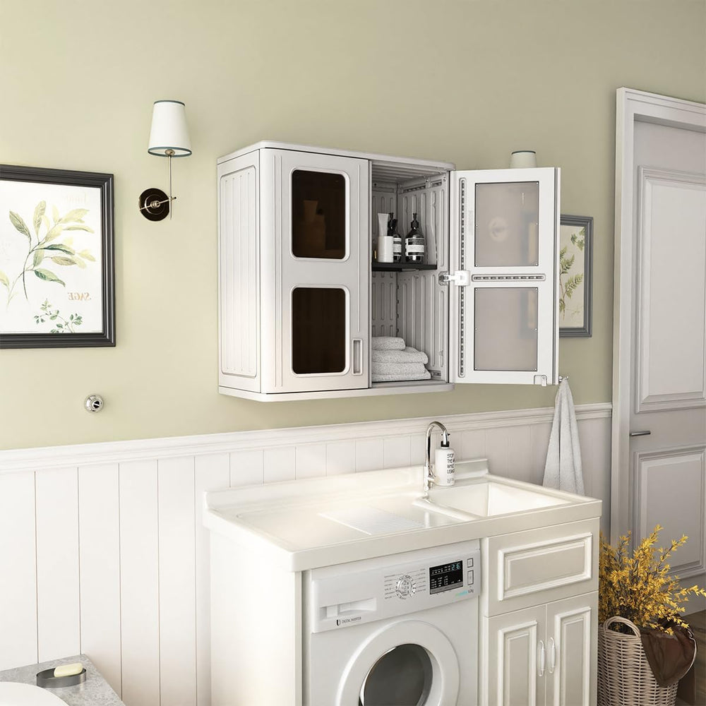 KINYING Outdoor Storage Cabinet Waterproof,Resin Garage and Laundry Room Wall...