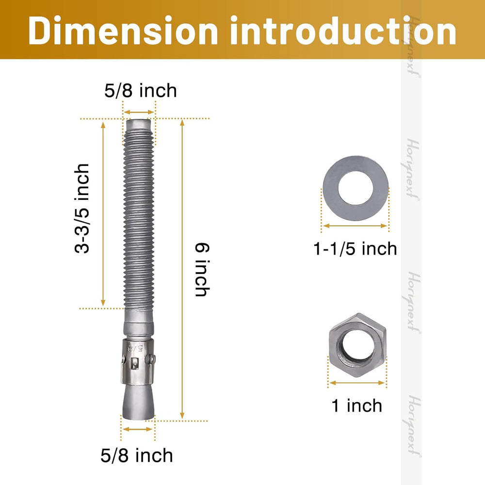 5/8 Concrete Anchor Bolts,Wedge Anchors,Concrete Anchors, 10 Pcs