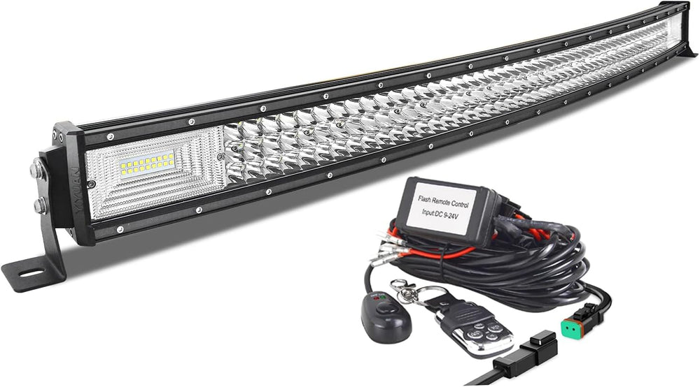 AUXTINGS 42 inch Curved LED Light Bar with Remote Controller Wiring Harness,5...