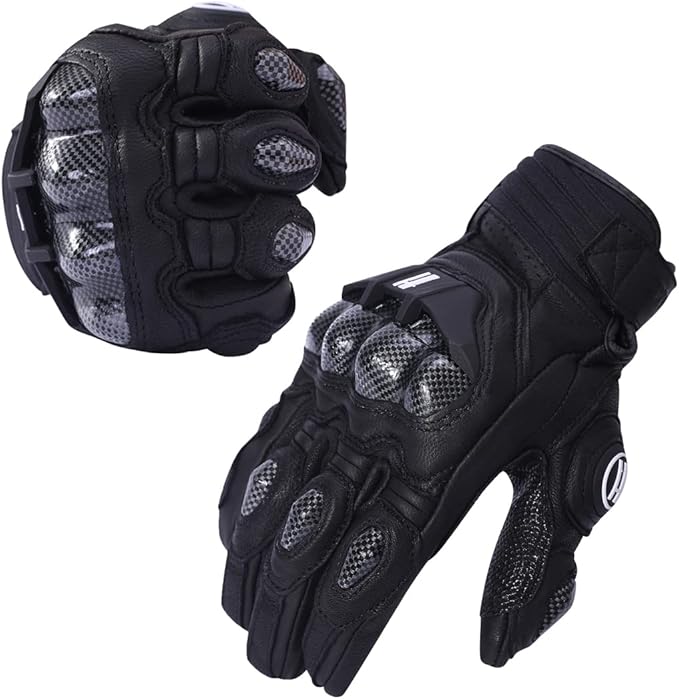 Harssidanzar Breathable Leather Motorcycle Gloves Touchscreen