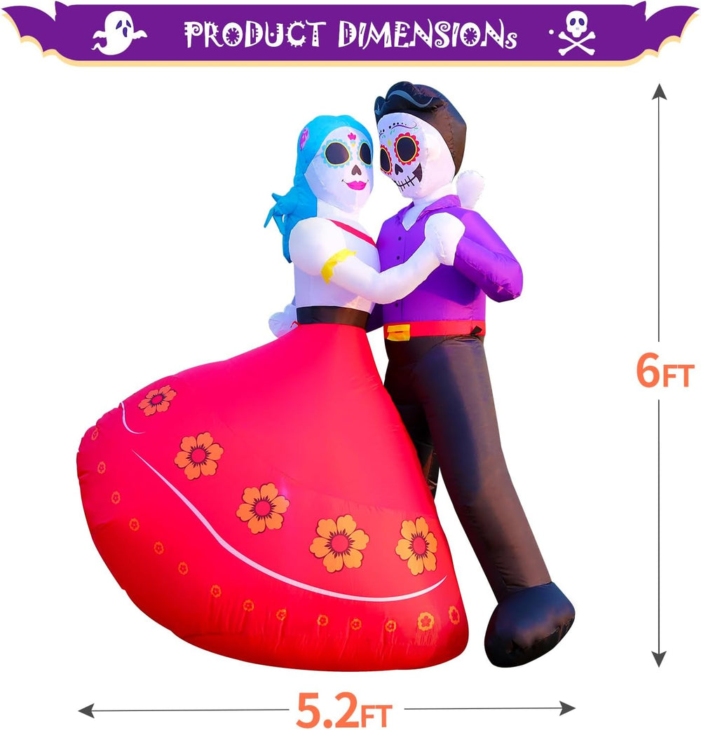 DomKom Halloween Inflatable Blow Up Decorations, Dia de Los Muertos 6FT Day o...