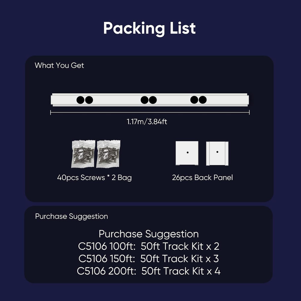 APPECK 50ft Dual Lens Track Kit Only for Permanent Outdoor Lights Pro