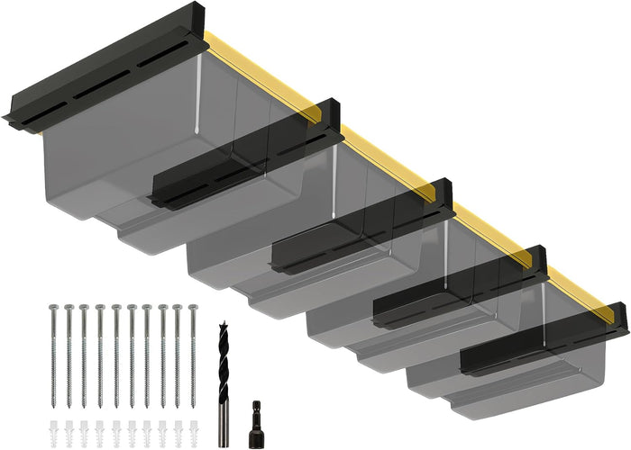 Overhead Garage Storage Rack 4-Bin, Heavy Duty Ceiling Racks w/ 400 LBS Load (5-Pack)