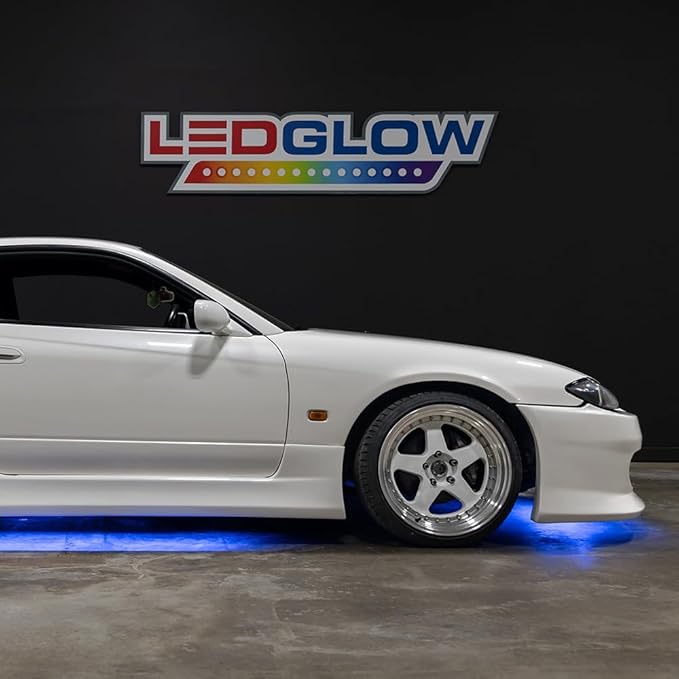 LEDGlow 4pc Blue LED Flexible Car Slimline Underbody Underglow Accent Neon