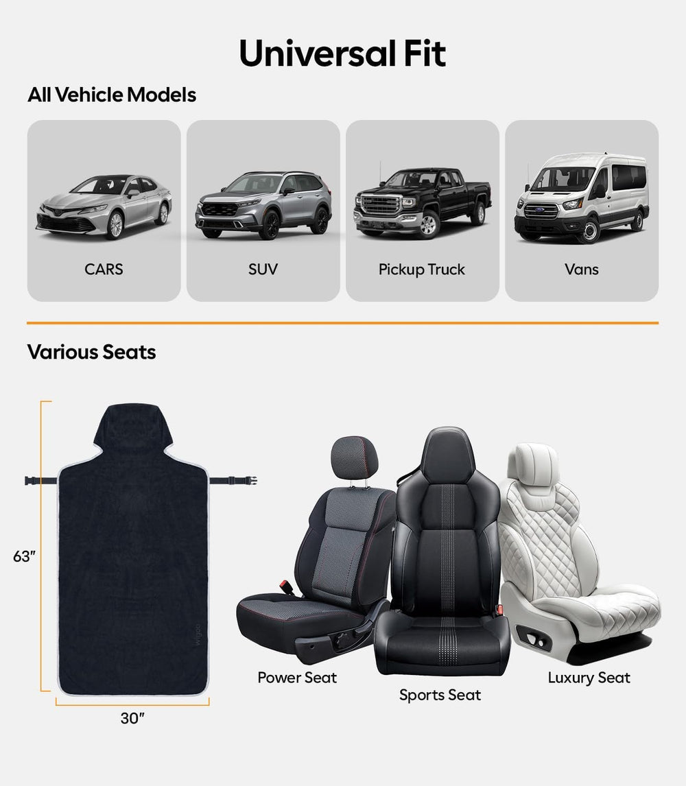 Wigoo Car Seat Cover Towel, Waterproof, for Use After Gym, Black, 1 Pack