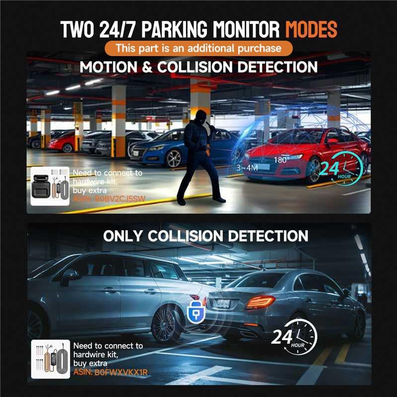 HUPEJOS 4K Dash Cam Front and Rear, 4 Channel 360° View Camera for Car