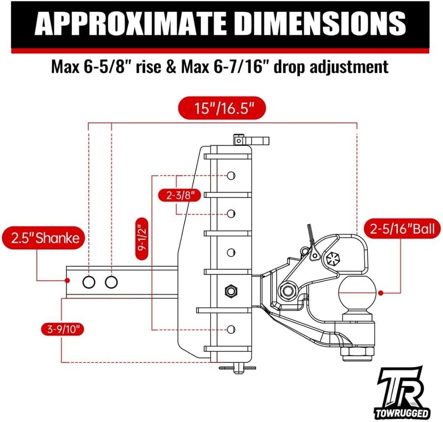 2-5/16"Ball Pintle Attachment Bundle with Adjustable Channel Mount Hitch...