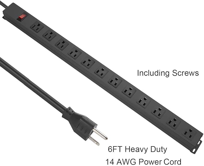 Metal Wall Mount Power Strip, Mountable Power Outlet