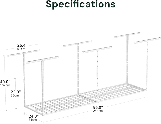 SunsGrove 2x8 Garage Storage Overhead Rack Organization, Adjustable Ceiling