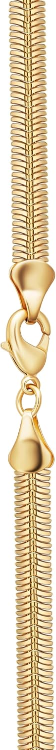 Barzel 18K Gold Plated Flat Herringbone Snake Chain Necklace for Women | Made...