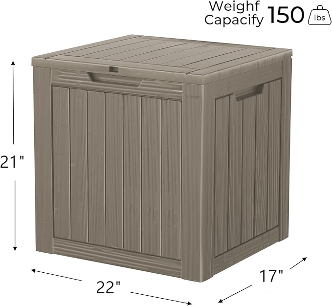 35 Gallon Resin Deck Box, Waterproof Outdoor Storage Bin