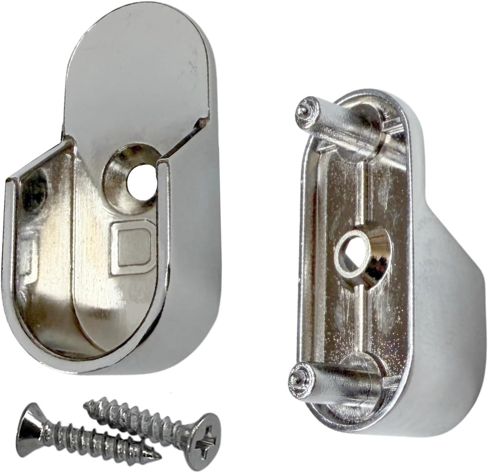 Oval Closet Rod End Brackets w/Rear Facing 5mm Pins | 15mm x 30mm | Polished ...