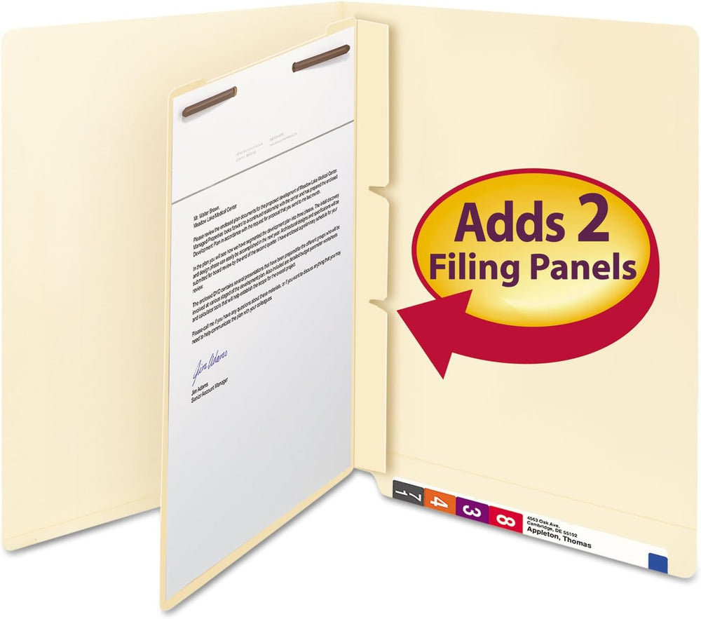 Smead Self-Adhesive Folder Divider, 1" Twin Prong Fastener, Letter Size,...