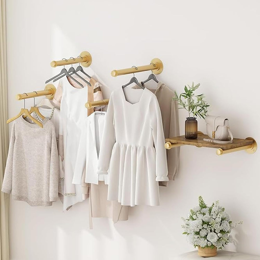 JMIATRY 6PCS Gold Pipe Clothes Bars 12 Inch Closet Rods for Hanging Clothes
