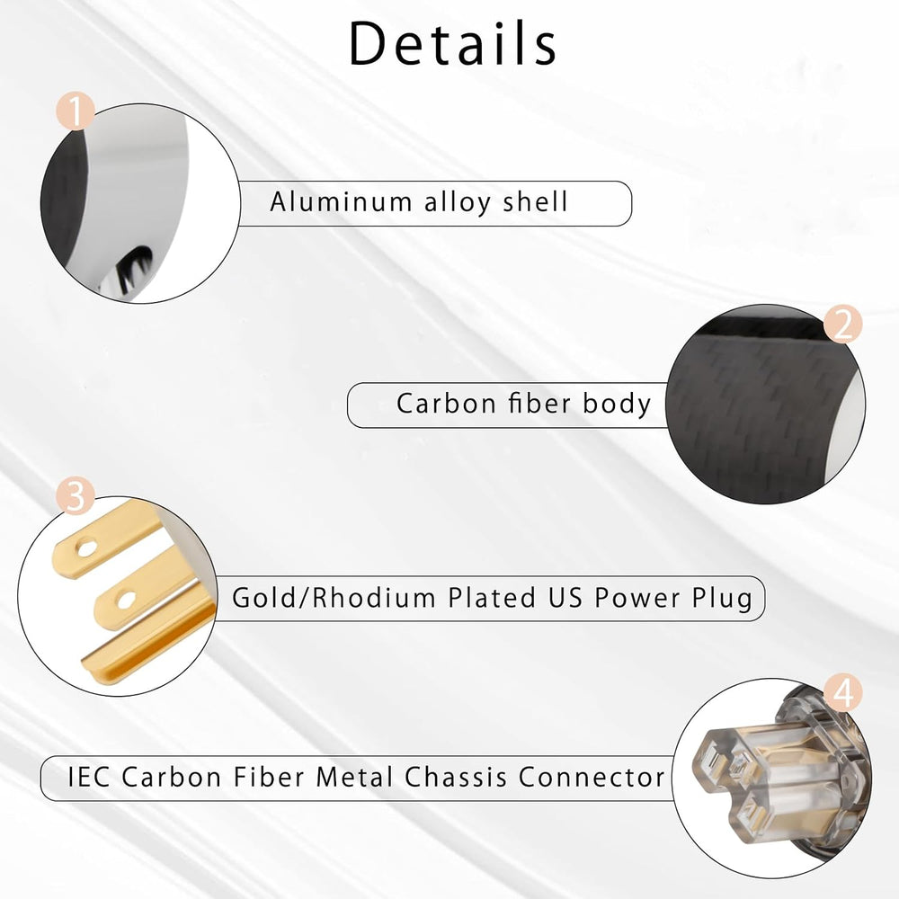 Audio Power Plug Black Carbon Fiber Transparent Aluminum Shell(Gold Plated)