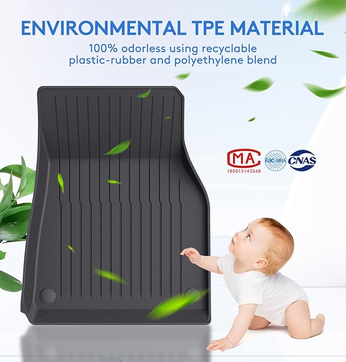 Floor Mats Fits for Tesla Model Y 5-Seat 2024-2020 (3-Piece)