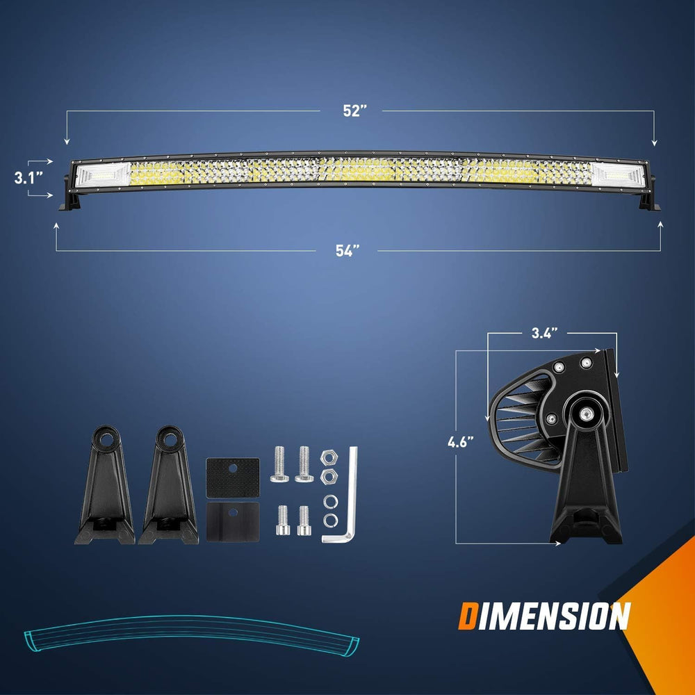 Nilight ZH408 52Inch 783W Curved Triple Row Flood Spot Combo Beam Led Bar 780...