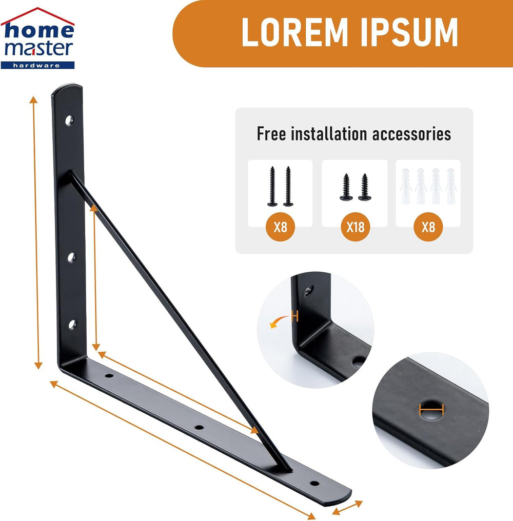 HOME MASTER HARDWARE Wall Shelf Brackets, 10x8 Inch L Brackets, 10 Pack